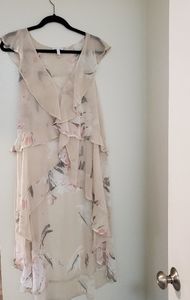 Leith High low ruffle sheer floral top